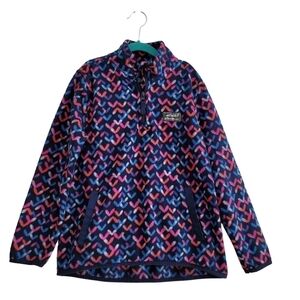 Eddie Bauer 10/12 Blue Heart Print Quarter Zip Jacket Pullover Fleece